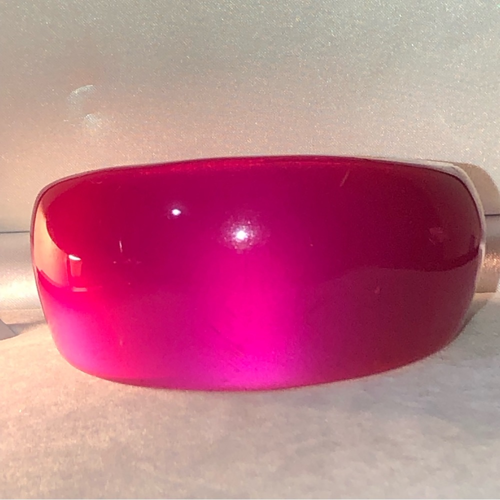 Vtg Sparkly Hot Pink Lucite Bangle Bracelet Moon Glow Neon Magenta Fuchsia 80s
